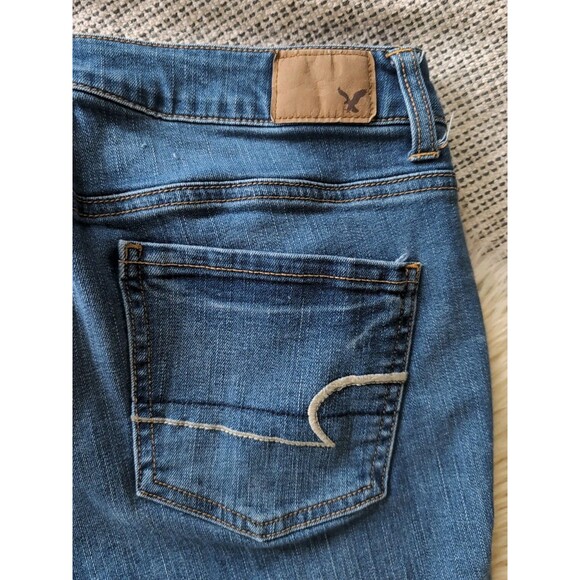 American Eagle Super Stretch Denim Jeans 10 Blue Mid Rise Skinny Medium Wash - Picture 9 of 9